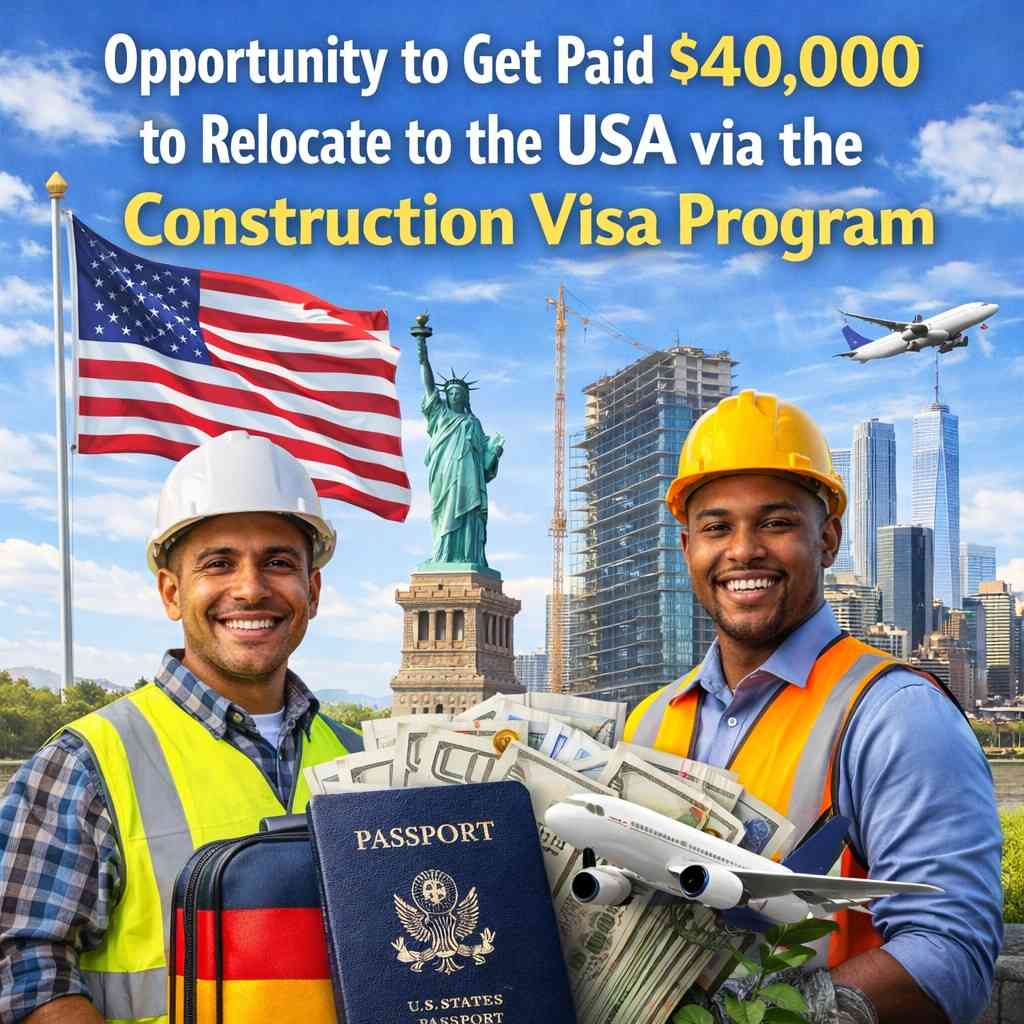 Opportunity to Get Paid $40,000 to Relocate to the USA via the Construction Visa Program